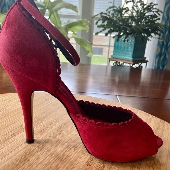 Red Suede Heels by Nine West with Box-Size 8 - Picture 8 of 13